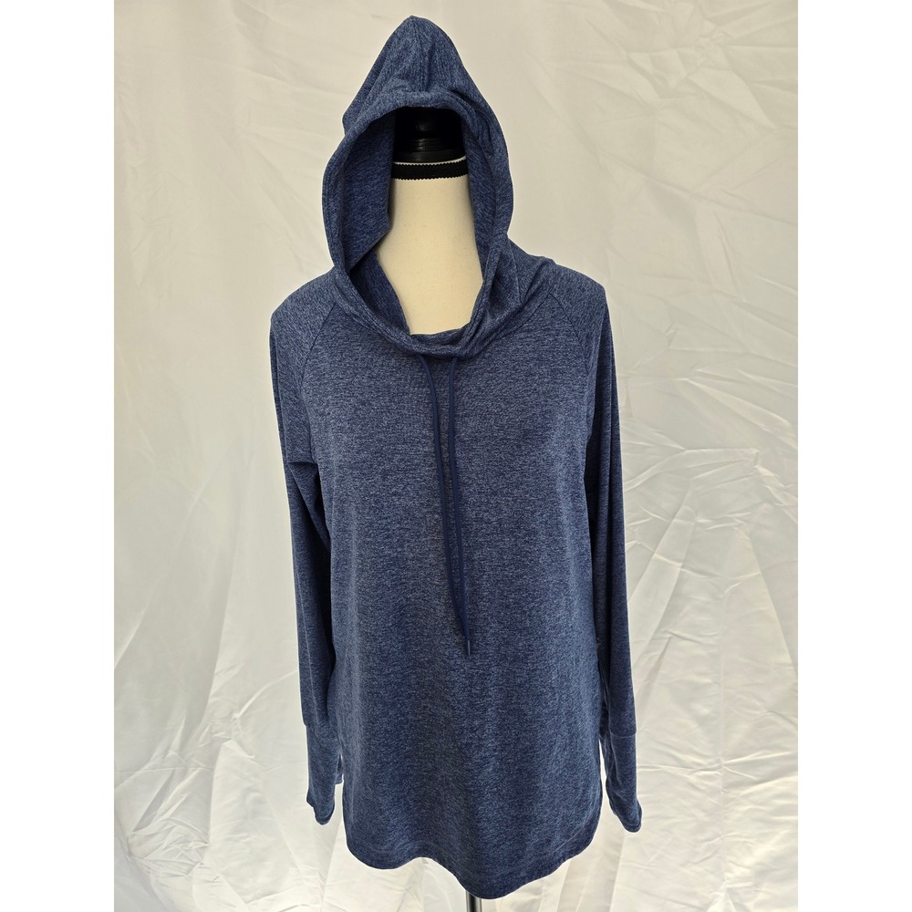 Athleta‎ Blue Marled Cowl Neck Hoodie Long Sleeve Activewear Top Women's Size M